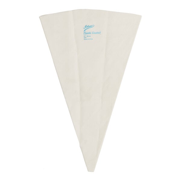 A white paper bag with blue text that says "Ateco" and "Plastic-Coated Canvas"