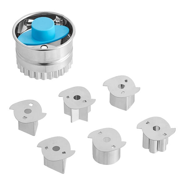 A white box containing Ateco stainless steel Linzer tart cookie cutters.