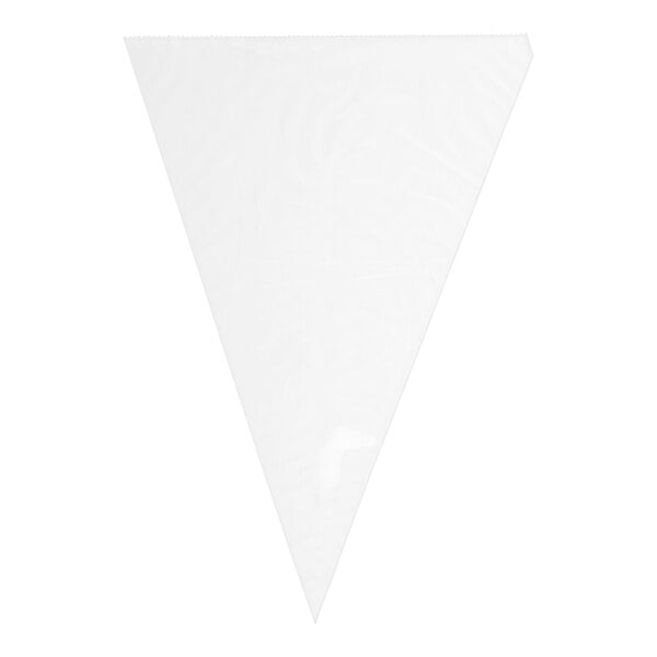 A white triangle shaped paper cone with a black border.