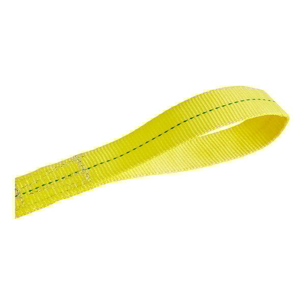 A yellow Lift-All polyester strap with green stitching on the eyes.