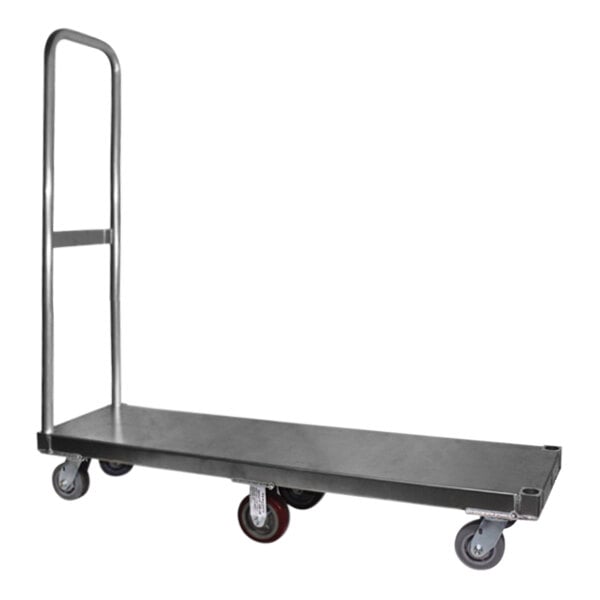 A B&P Manufacturing aluminum platform truck with a handle.