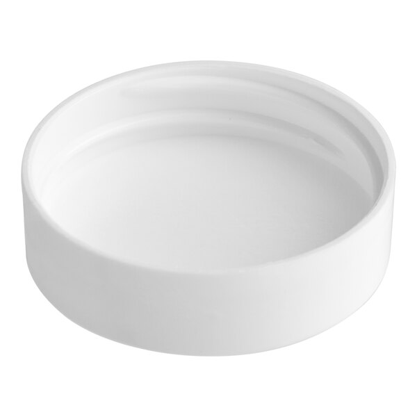A 38/400 white plastic lid with a foam liner on a white background.