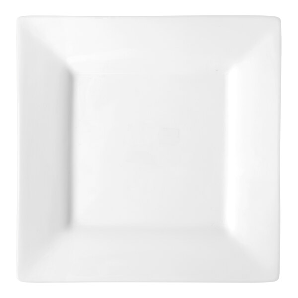 A white square porcelain salad or dessert plate.