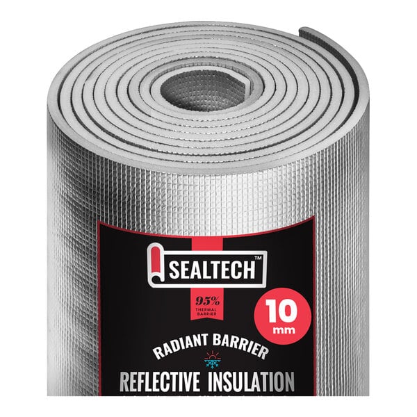 A roll of SealTech reflective polyethylene foam insulation.