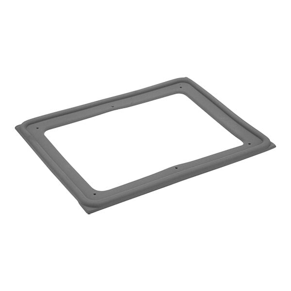 A grey rectangular door gasket for steam equipment with a white background.