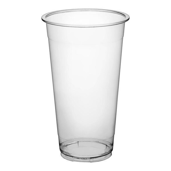 A clear plastic Choice Heavy Weight plastic cup.
