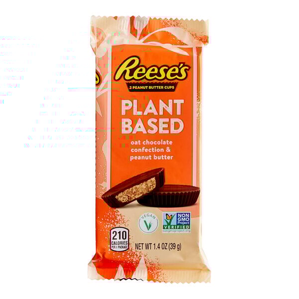 A package of REESE'S plant-based peanut butter cups.