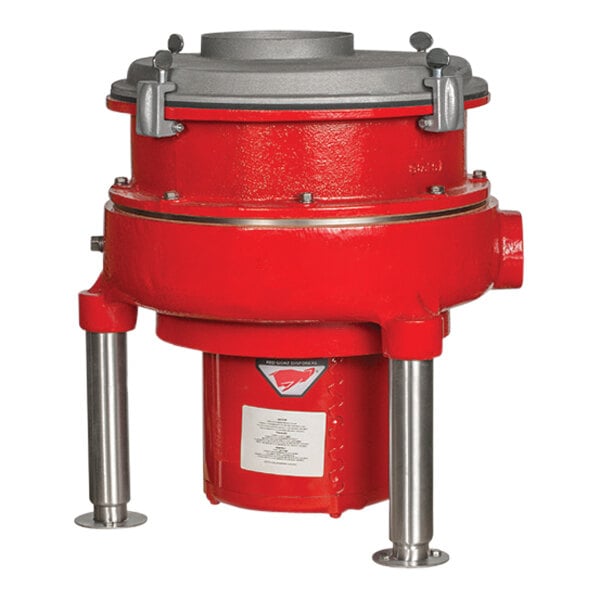 A red and silver Red Goat Model C food waste disposer.