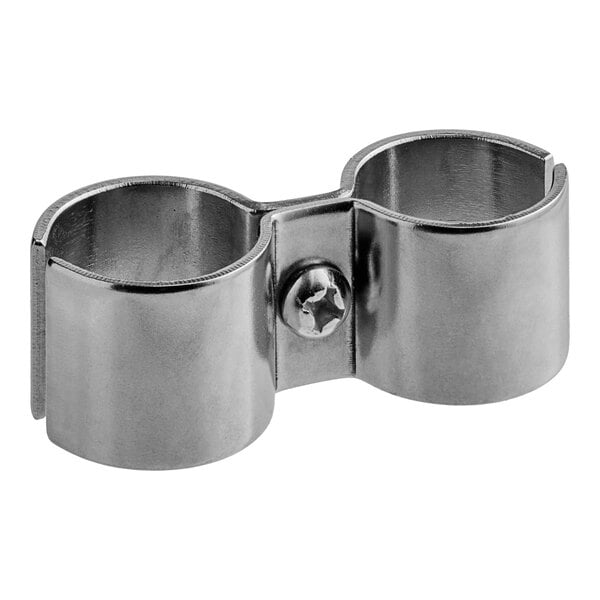 A pair of Regency stainless steel post clamps.