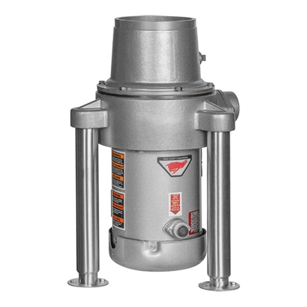 A stainless steel and silver Red Goat Model A food waste disposer.