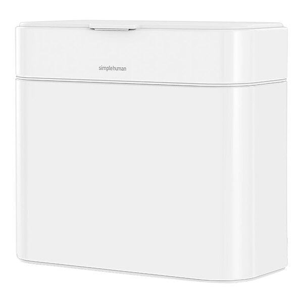 A white rectangular simplehuman compost caddy with a lid.