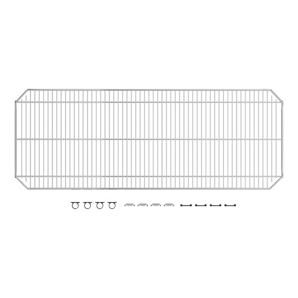 A top view of a Metro Super Erecta chrome wire shelf grid.