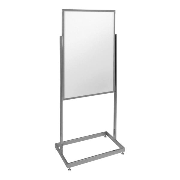 A United Visual Products white double-sided pedestal dry erase board with aluminum frame.