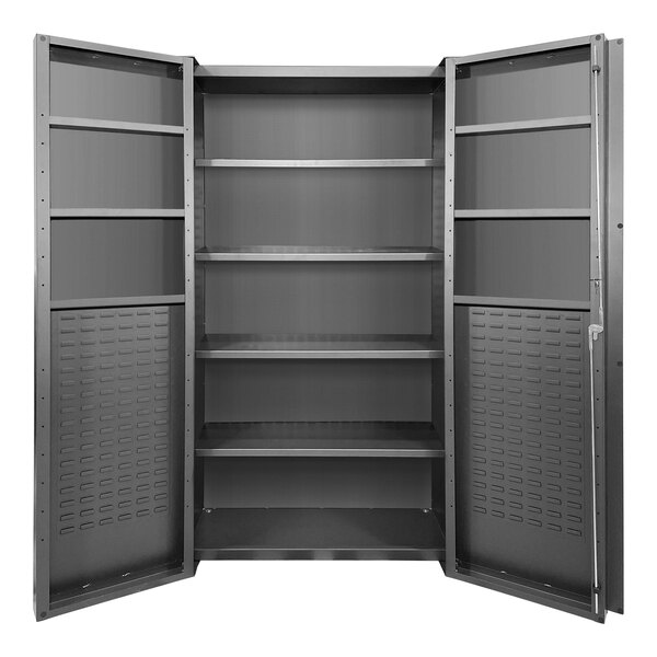 A Valley Craft metal storage cabinet with shelves.