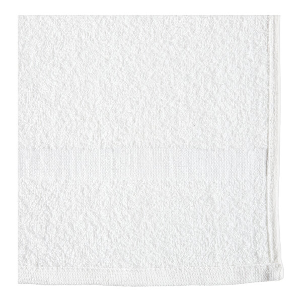 An Oxford white towel with a textured edge.