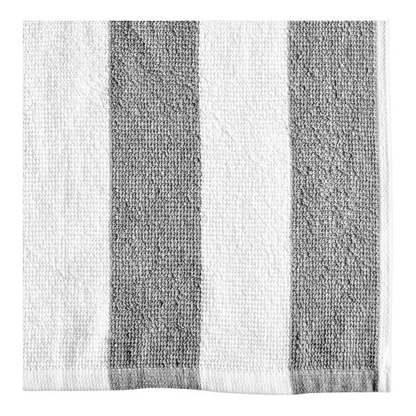An Oxford Playa Cabana pool towel with white and gray stripes.