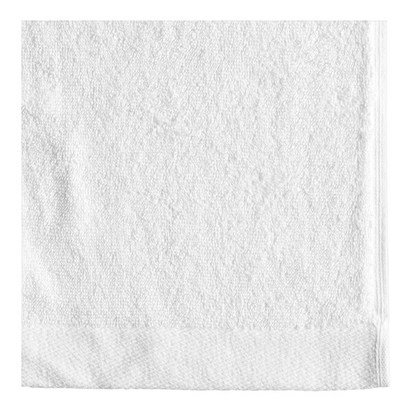 A close up of an Oxford Premium white pool towel.