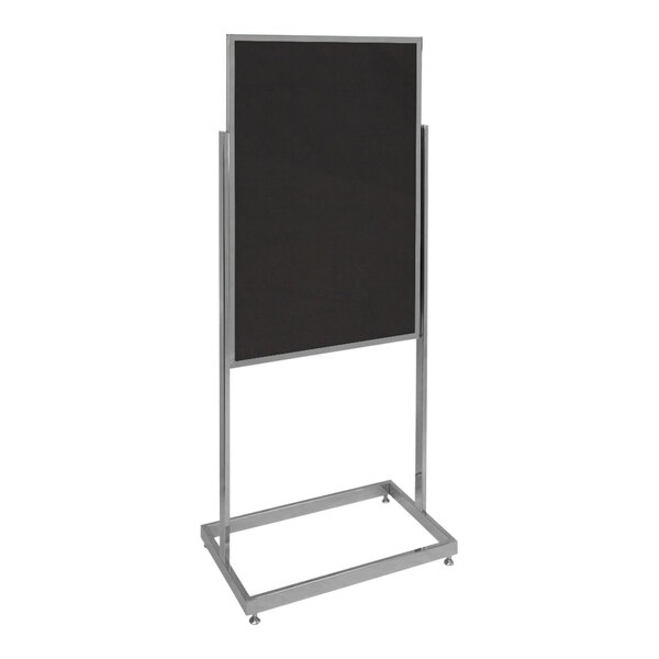 A black rectangular United Visual Products board with a silver frame on a metal stand.