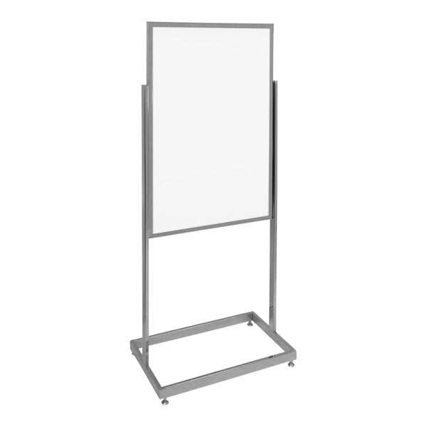 A United Visual Products white board on a metal stand with a metal frame.