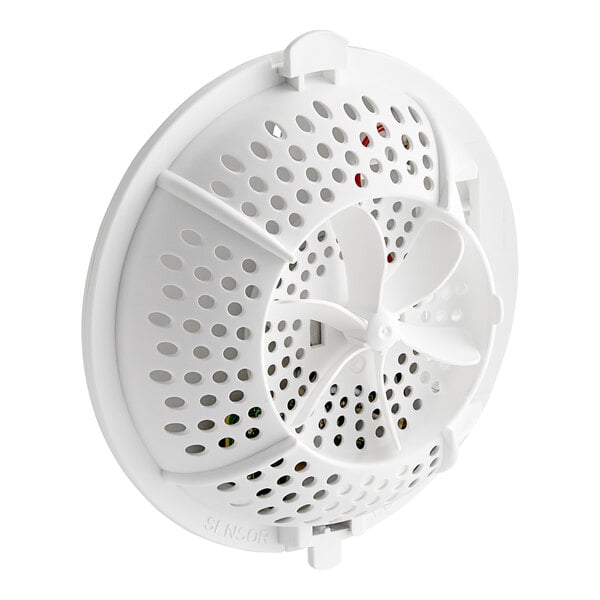A white circular Easy Fresh air freshener dispenser with a fan blade inside.