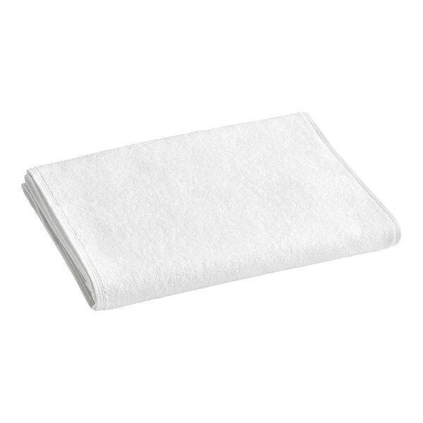 A folded white Oxford neck towel.