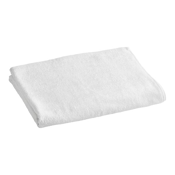 A case of white Oxford velour sports towels.