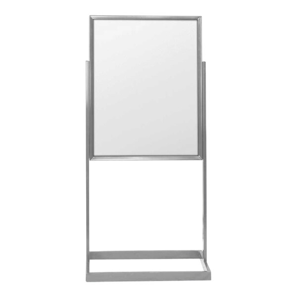 A white rectangular United Visual Products white board with a silver frame on a metal stand.