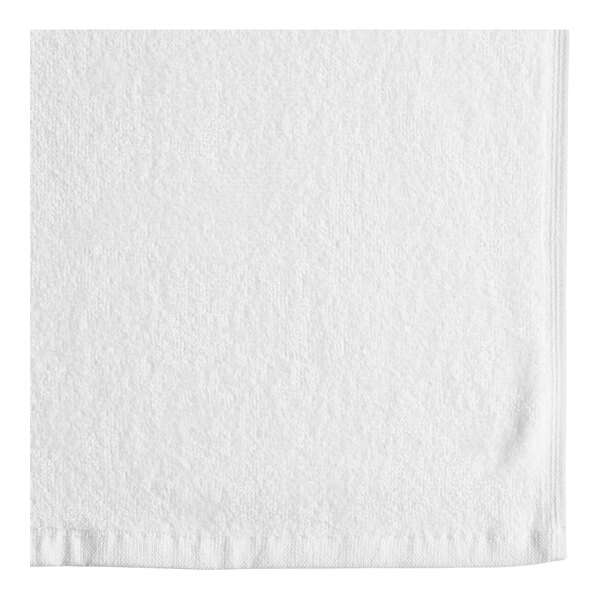 A white Oxford hand towel with a textured edge.