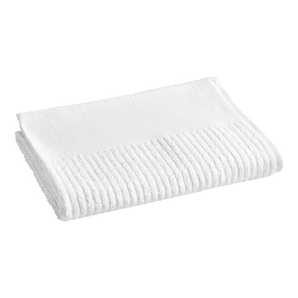 A white Oxford gym towel with a white border.