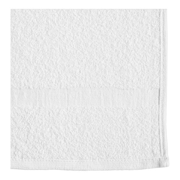 An Oxford white gym towel with a textured edge.