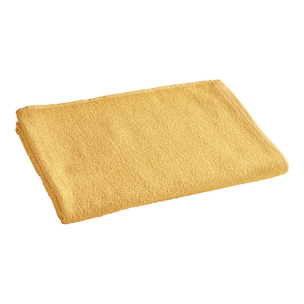 A yellow Oxford pool towel on a white background.