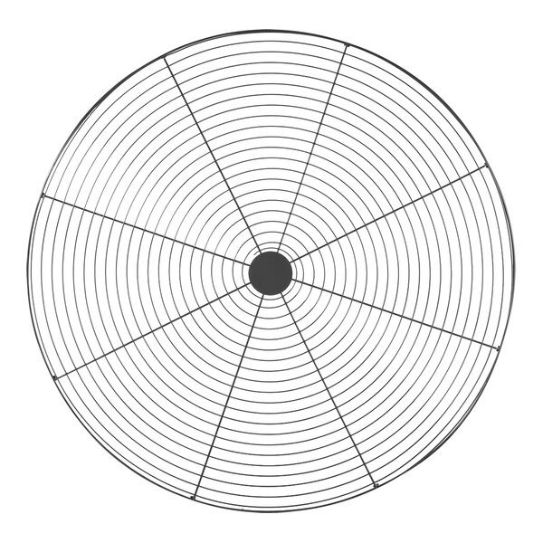 A circular metal grid for a Portacool fan with a black center.