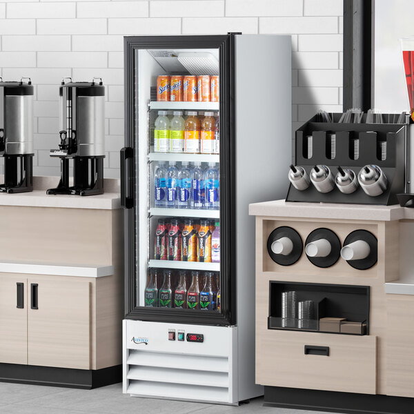 Avantco GDC-10-HC 21 5/8" Customizable Vinyl White Swing Glass Door Merchandiser Refrigerator with LED Lighting