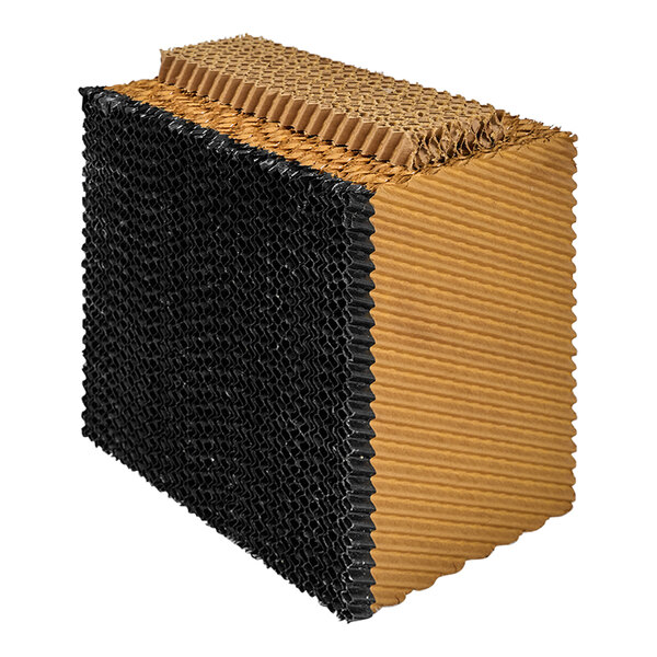 A close-up of a brown and black Portacool Apex 500 air filter in a box with a brown and black strip.