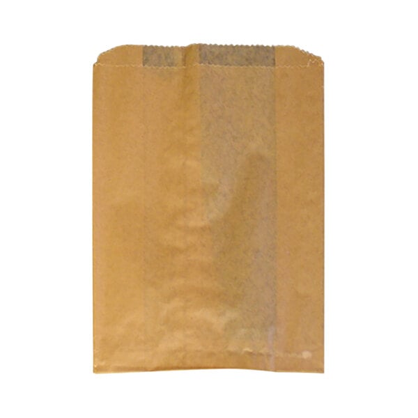 A brown paper bag with a white stripe.