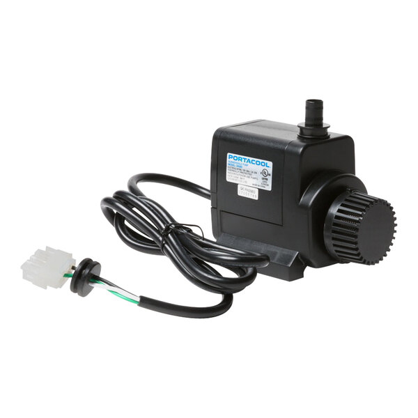 A black Portacool water pump with a power cord.