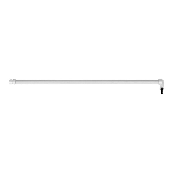 A white pipe with a black handle on it.