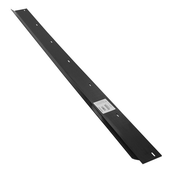 A black metal bar with two holes.