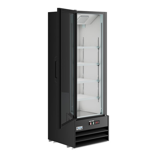 Avantco GDC-10-LH 21 5/8" Customizable Vinyl Black Left-Hinged Swing Glass Door Merchandiser Refrigerator with LED Lighting