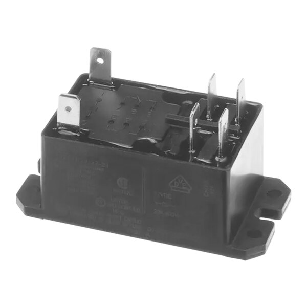 A black Carrier HVAC relay with metal switches and wires.