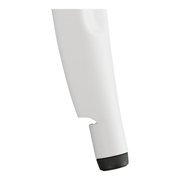 A Lancaster Table & Seating pearl white table with a silver cap.