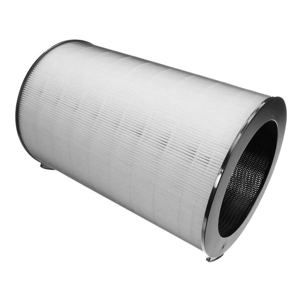 A white and silver Carrier HEPA replacement filter.