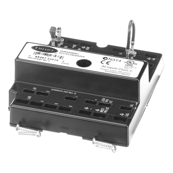 A Carrier Economizer Control with black electronic components and wires.