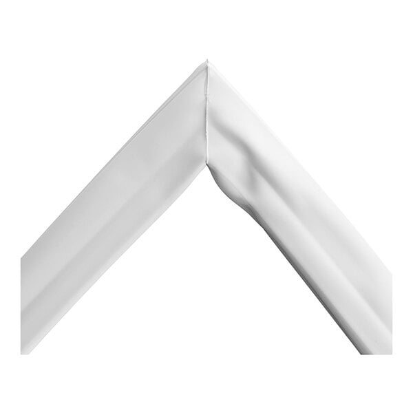 A white square corner piece with a curved edge from an Avantco door gasket kit.