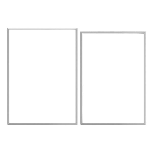 Two white rectangular door gaskets.