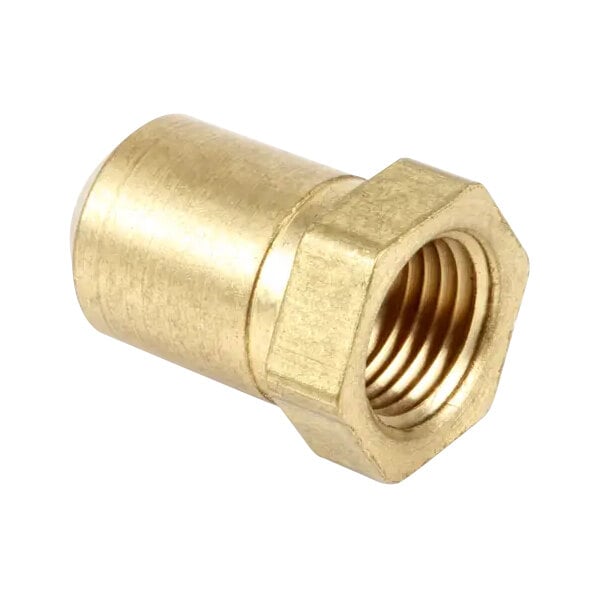 An American Range brass orifice hood with a gold nut.