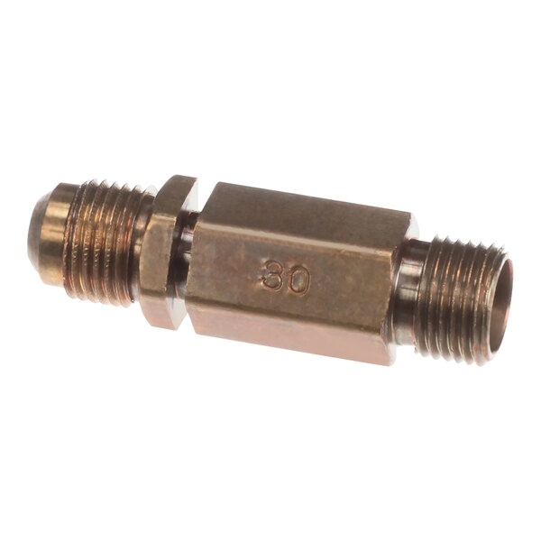 A Carrier brass piston body with a threaded metal nut.