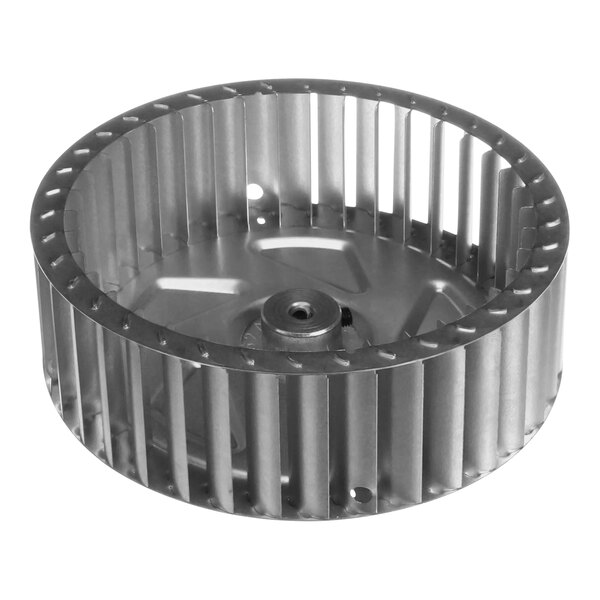 A Carrier LA21RB552 metal fan wheel with circular holes.