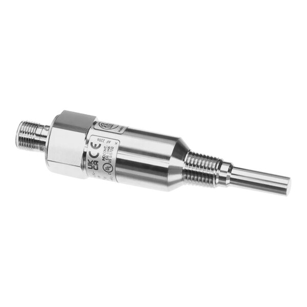A Carrier stainless steel Flow Switch with a threaded end.