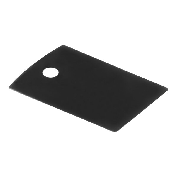 A black rectangular Bunn spring plate with a hole in it.